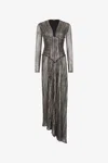 Roberto Cavalli Multicolor Lurex Corset Maxi Dress In Black