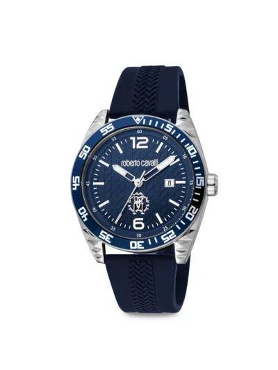 Roberto Cavalli Men's 42mm Stainless Steel & Silicone Strap Watch In Blue