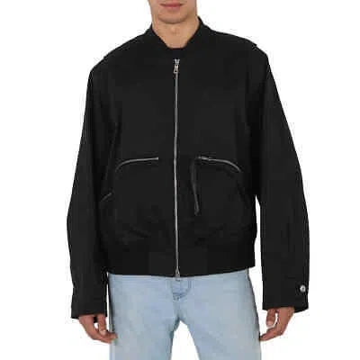 Pre-owned Roberto Cavalli Men's Brick Shell Cotton Blend Bomber Jacket In Black