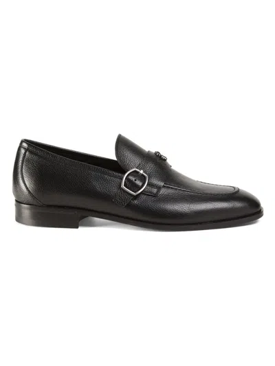 Roberto Cavalli Men's Buckle Leather Loafers In Black