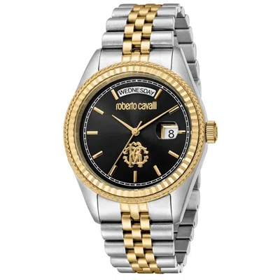 Roberto Cavalli Men's Classic Black Dial Watch In Gold