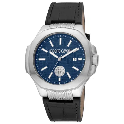 Roberto Cavalli Men's Classic Blue Dial Watch In Black