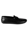 ROBERTO CAVALLI MEN'S CROC EMBOSSED LEATHER DRIVING LOAFERS