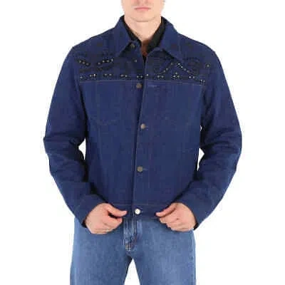Pre-owned Roberto Cavalli Men's Dark Blue Cotton Denim Jacket