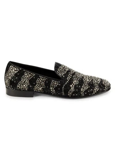ROBERTO CAVALLI MEN'S EMBELLISHED LEATHER SMOKING SLIPPERS