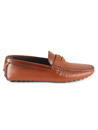 Roberto Cavalli Men's Leather Driving Loafers In Brown