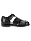 Roberto Cavalli Men's Leather Fisherman Sandals In Black | ModeSens