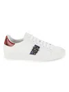 Roberto Cavalli Men's Logo Leather Low Top Sneakers In White