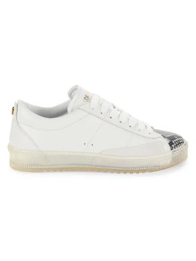 Roberto Cavalli Men's Low Top Leather Platform Sneakers In White