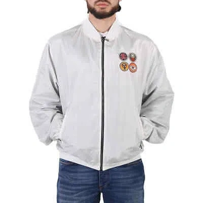 Pre-owned Roberto Cavalli Men's Lucky Symbols Applique Reversible Bomber Jacket, Brand In White