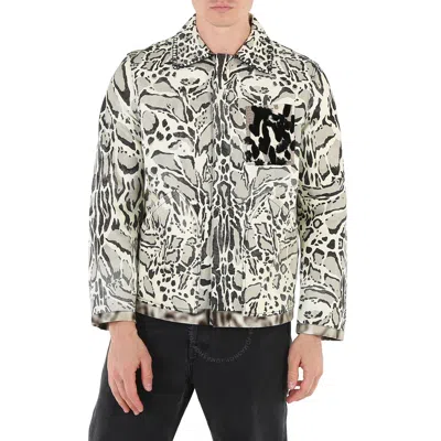 Roberto Cavalli Men's Lynx Print Shirt Jacket In Gray
