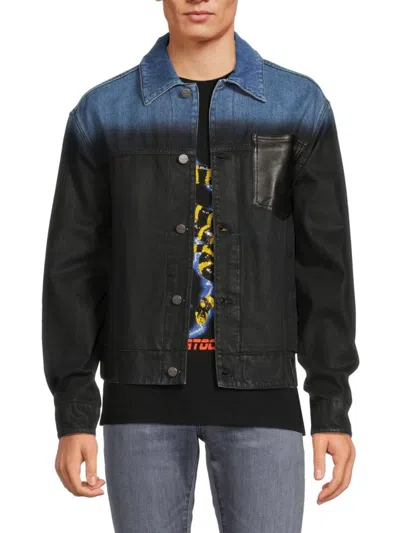 Roberto Cavalli Men's Ombré Denim Jacket In Black