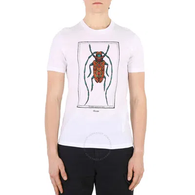 Roberto Cavalli Men's Optic White Crystal Embellished Beetle T-shirt
