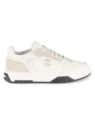 Roberto Cavalli Men's Perforated Leather Sneakers In Off White