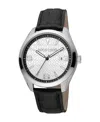 Roberto Cavalli Men's Quartz Black Leather Watch 42mm In Silver
