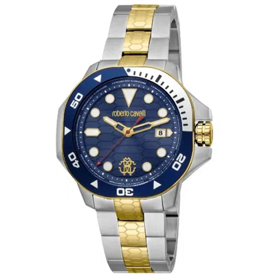 Roberto Cavalli Men's Spiccato Blue Dial Watch In Blue / Gold Tone