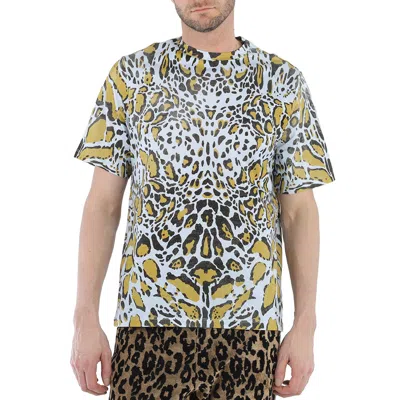 Roberto Cavalli Men's Sun Bleached Lynx Print Cotton Jersey T-shirt In Multi