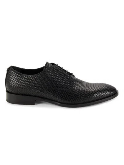 Roberto Cavalli Men's Textured Leather Derby Shoes In Black
