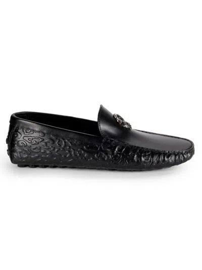 Roberto Cavalli Men's Textured Leather Driving Loafers In Black