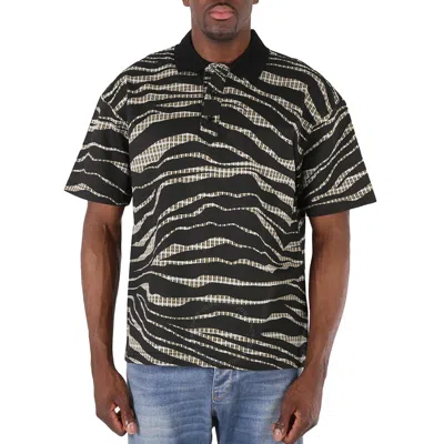 Roberto Cavalli Men's Zebra And Check Print Polo Shirt In Black