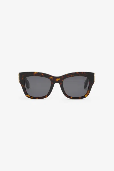 Roberto Cavalli Metal And Acetate Combination Sunglasses In Shiny Dark Havana