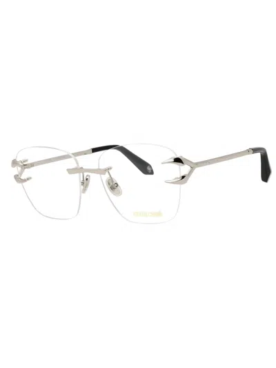 Roberto Cavalli Metal Rectangular Unisex Eyeglasses In Transparent