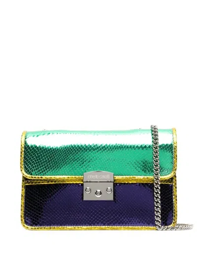 Roberto Cavalli Metallic Colour-block Crossbody Bag In Purple