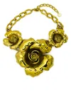 Roberto Cavalli Metallic Flower Necklace In Gold