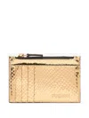 Roberto Cavalli Metallic Snake-scale Card Holder In Gold
