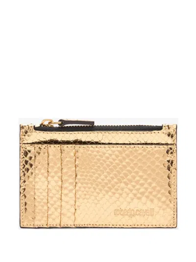 ROBERTO CAVALLI METALLIC LEATHER CARD HOLDER
