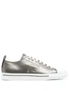 Roberto Cavalli Metallic Leather Sneakers In Gray
