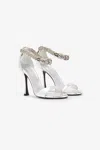 Roberto Cavalli Metallic Sandals With Heels And Tigers In Silver