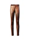 Roberto Cavalli Metallic Stretch Lurex Solid Trousers In Dark Red