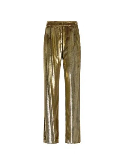 Roberto Cavalli Metallic Trousers In Green