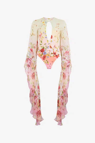 Roberto Cavalli Miami Flowers One-piece Swimsuit In Multi