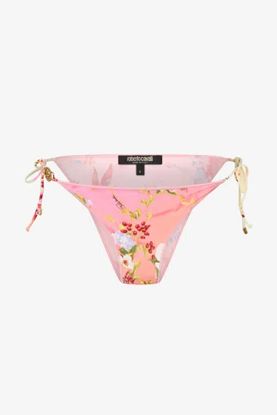 Roberto Cavalli Miami Flowers Print Bikini Bottom In Pink