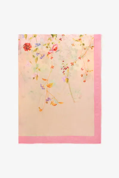 Roberto Cavalli Miami Flowers Print Modal And Cashmere Scarf In Neutral