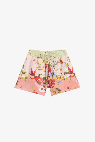Roberto Cavalli Miami Flowers Print Shorts In Brown