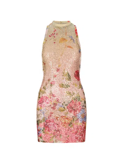 Roberto Cavalli Miami Flowers Sleeveless Dress In Pink