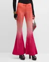 Roberto Cavalli Mid-rise Ombre Flare Jeans In Rosso Rosa Viola