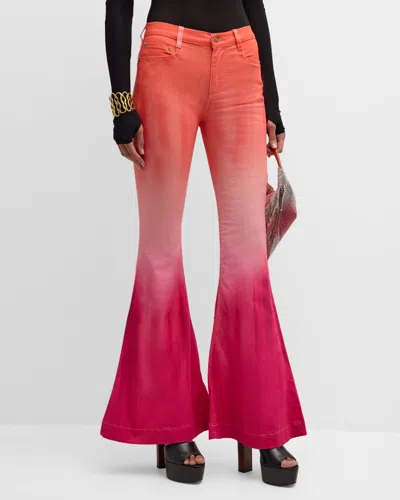 Roberto Cavalli Mid-rise Ombre Flare Jeans In Pink