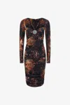 Roberto Cavalli Midi-kleid Mit Jaguar-druck In Dark Brown