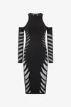 Roberto Cavalli Midi Dress With Perforated Pattern In Black