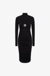 Roberto Cavalli Midi Dress With Ruffles And Stones In Black