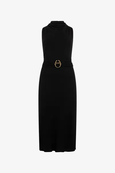 Roberto Cavalli Midi Dress With Snake Detail In Black