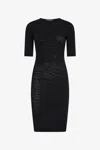 Roberto Cavalli Midi Dress With White Tigress Openwork Detailing In Black