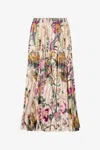 Roberto Cavalli Midi Skirt With Floral And Pheasant Print