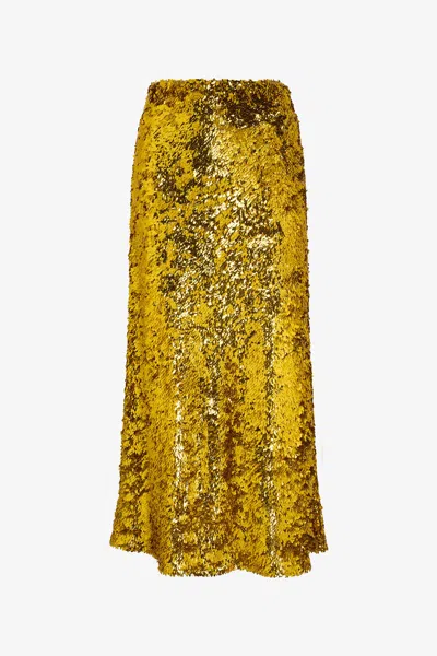 Roberto Cavalli Sequin-embellishment Midi Skirt In Gold