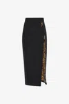 Roberto Cavalli Midi Skirt With Slit In Black