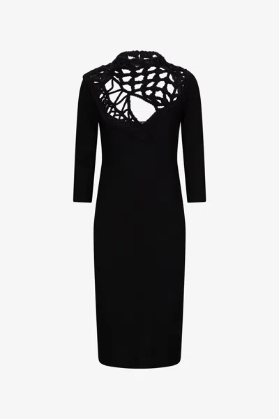 Roberto Cavalli Midikleid Mit Gehäkeltem Cut-out Am Dekolleté In Black
